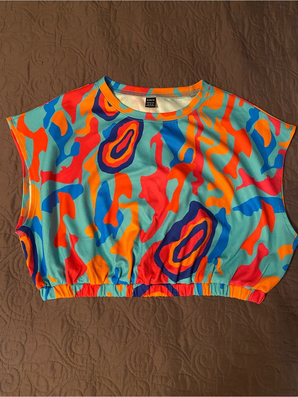 SHEIN Aqua Multi Abstract Drawstring Shorts Set - Picture 2 of 8